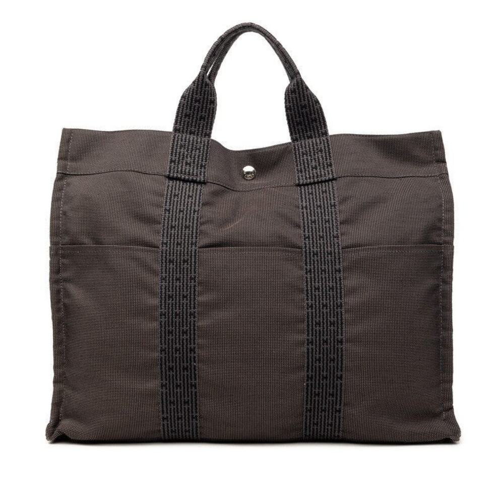 Hermes Canvas Herline Tote MM Tote Bag Black